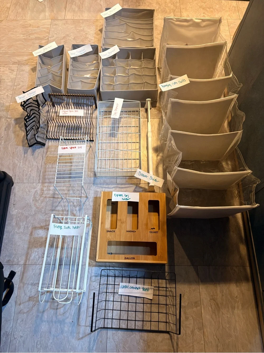 Neutral Beige Hanging Shelf Organizer - Home Storage & Organization